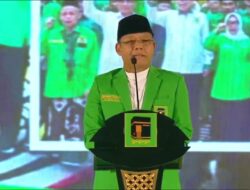 PLT Ketua Umum PPP Muhammad Mardiono saat memberikan sambutan peringatan harlah 50 tahun PPP di ICE BSD, Tanggerang, Jumat (17/2/2023). (sumber foto: tangkapan layar youtube Petiga TV).