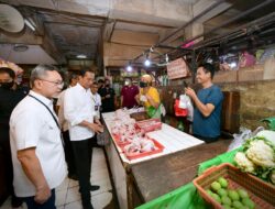 Presiden Jokowi mengecek harga pangan di pasar Rawamangun, Jakarta Timur.(BPMI Setpres/Indonesiadaily.net)