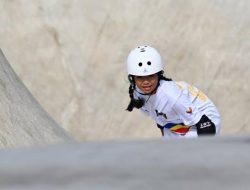 Atlet skateboard termuda Mazel Alegado saat tampil di Asian Games.(istimewa/indonesiadaily.net)