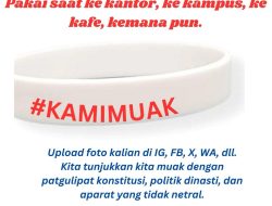 Seruan kenakan gelang #KAMIMUAK ramai di media sosial.(istimewa/indonesiadaily.net)